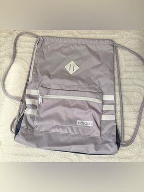 adidas Lavender/Grey Drawstring Gym Sack with Front Zip Pocket